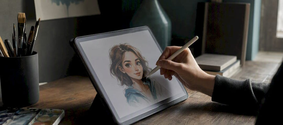 Künstler zeichnet digitale Avatar-Karikatur von Hand