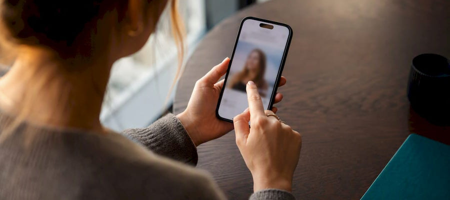 Jemand löscht ein unerwünschtes Foto vom Handy