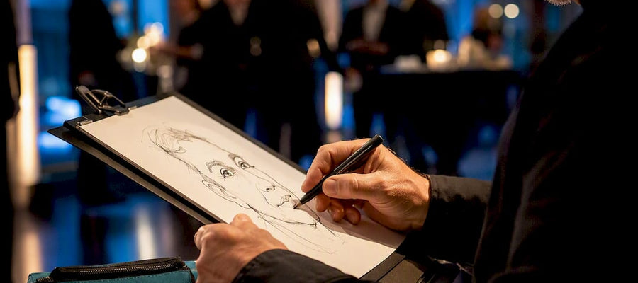 Live-Karikaturist zeichnet auf Firmenfeier